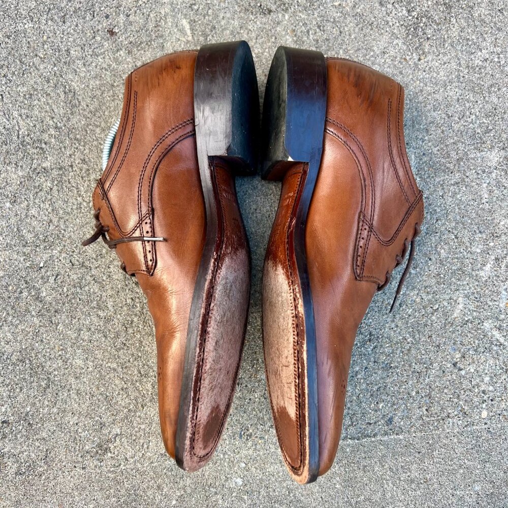 Johnston & Murphy 9.5M Tan Brown Leather Brogue Ellisworth Lace Up Dress Shoes - Picture 5 of 10